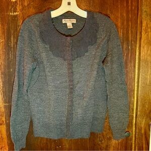 Marisa Christina Charcoal Sweater with Floral Collar